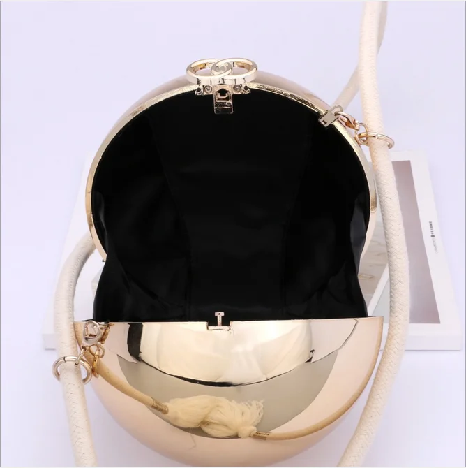 
Fashion pearl ball purses acrylic shoulder handbags evening golden clutch bags 