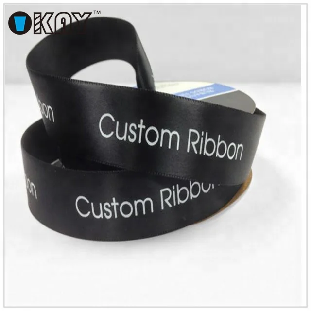 Customized Roll Packing Printing White Logo Black Ribbon