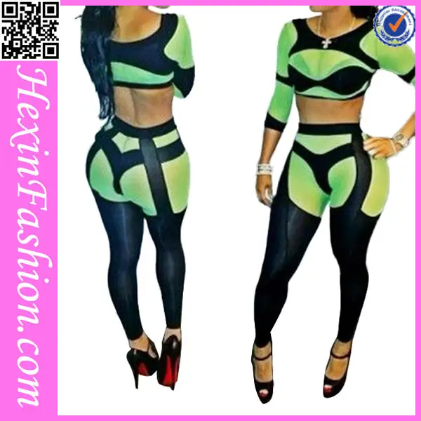 wholesale green and black bodycon fashion jumpsuits high quality