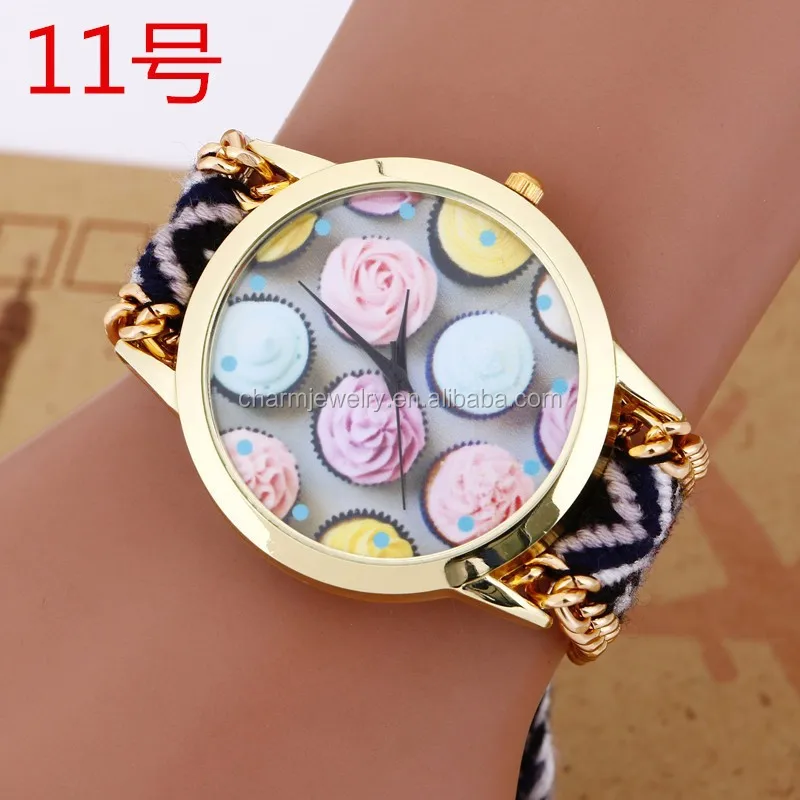 Latest bracelet watch with weave band/lady wrist watches for women BWL0 26