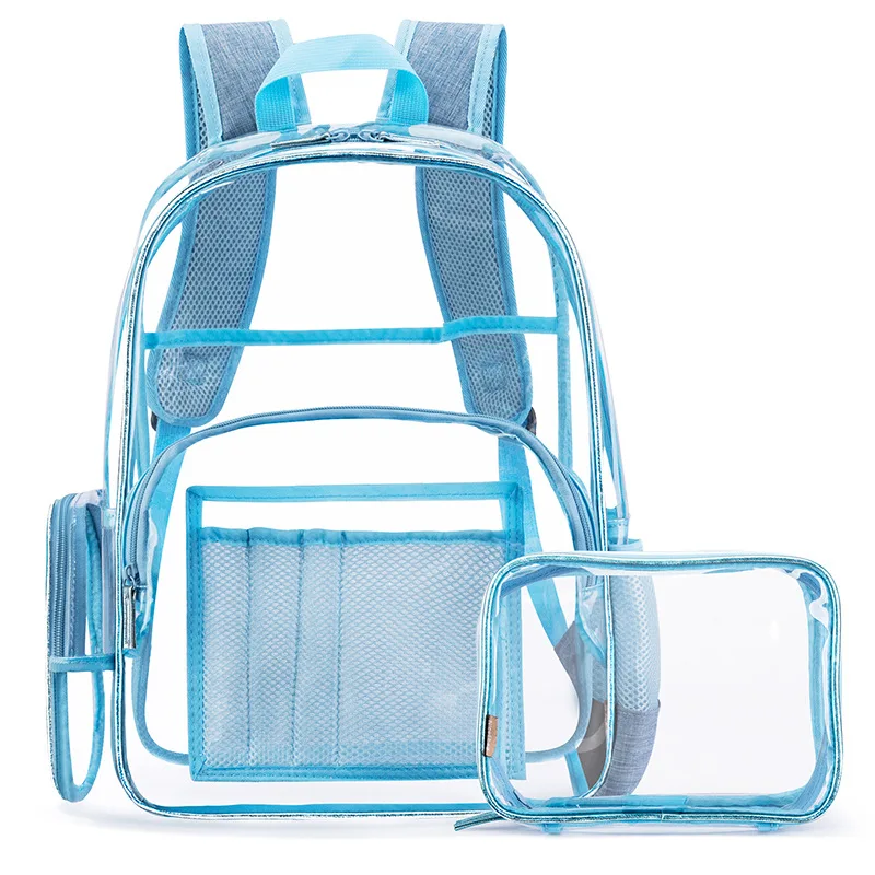 Fashion 2pcs Set Transparent Clear PVC Bag Backpack