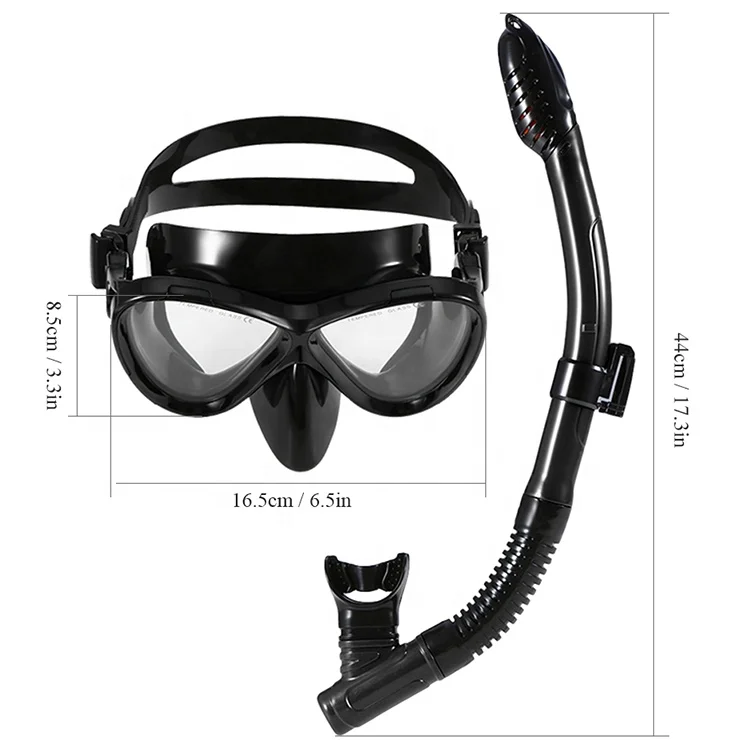 Adult Black Silicone Breathing Smoothly Snorkeling Diving Mask Snorkel Set