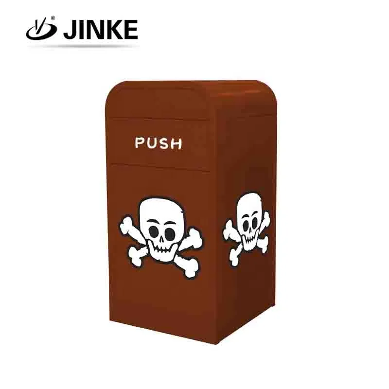 Customized Advertising Printing Metal Garbage Bins Amusement Park Trash Can