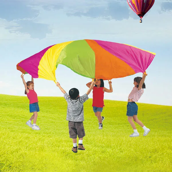 6 FT Parachute with 8 Handles Multicolored Rainbow Toy Parachute
