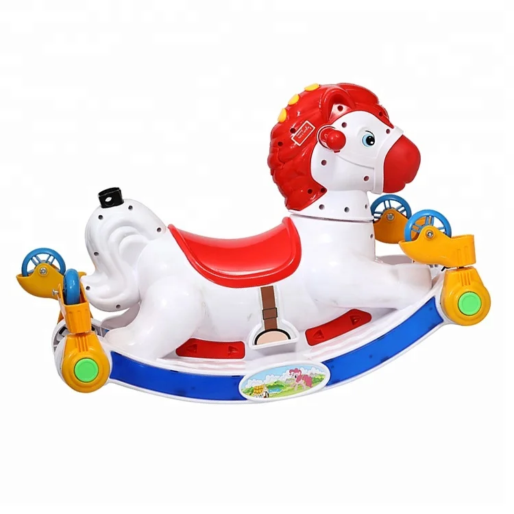 Girls horse ride rocking toy with push handle