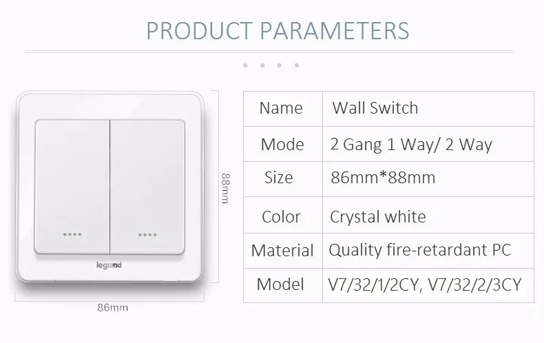 High Quality Crystal White 2 Gang 1 Way 2 Gang 2 Way Wall