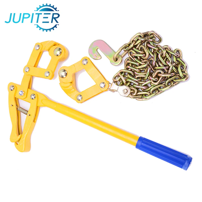 Collapsible steel electric fence strainer grab chain wire puller