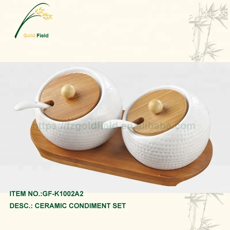 Customized unique white ceramic spice rack set