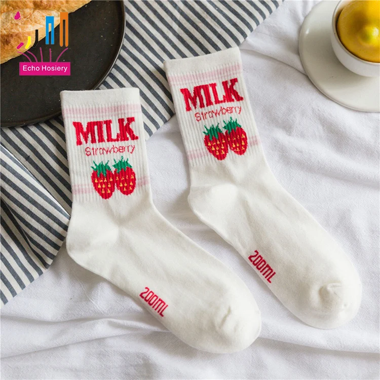 Japanese strawberry milk pattern cute women socks