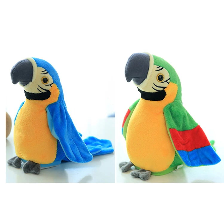 
wholesale peluche Animal licensed logo talking robot plush Parrot toys with music 