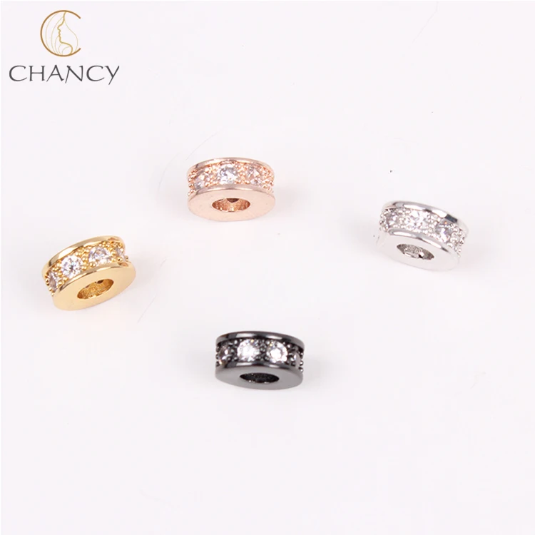 
Fashion hot selling round shape brass cz stone jewelry bracelet spacer beads for women 