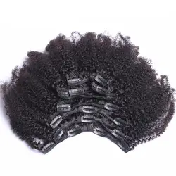 Wholesale 100% virgin mongolian afro kinky curly human hair clip ins