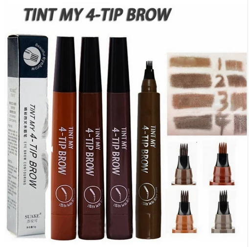 
wholesale women fashion 4 fork liquid waterproof eyebrow tattoo pencil 
