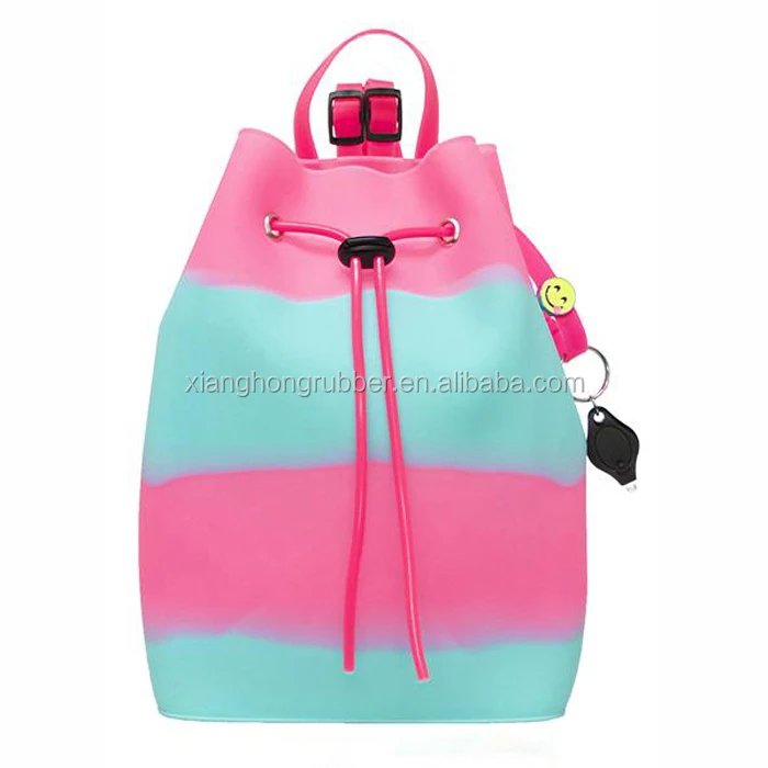 Hot Sale Gift Silicone Assorted Color Backpack Waterproof Drawstring Bucket Bag Girl Travel Beach Bag