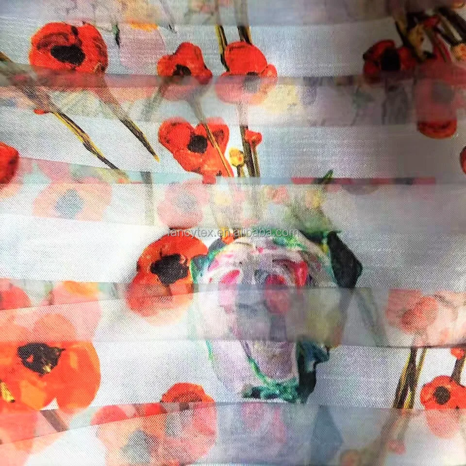 
Cheap Silk organza fabric organza bag digital printed organza for wedding dress wedding decoration latest design chinese factory 