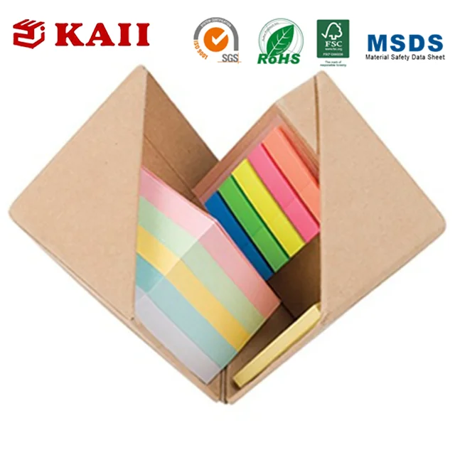 
KAII Promotional Foldable Square Cube Kraft Paper Sticky Note Memo Pad Box 