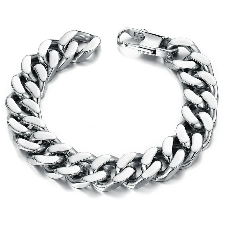 Luxury Fashion Men Jewelry Black Stainless Steel Big Chain Bracelet
