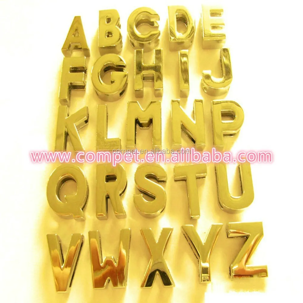 All Sufficient Polished High Quality personalized Zinc Alloy Metal DIY Plain slide alphabet letters