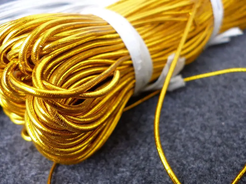 1mm Gold silver round rubber cord rope elastic cord String gold thread wedding Invitation Tag string 100Meter/Roll