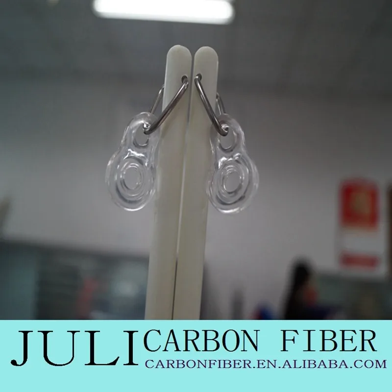 high quality fiberglass curtain rod with hook and end cap, white curtain rod finials