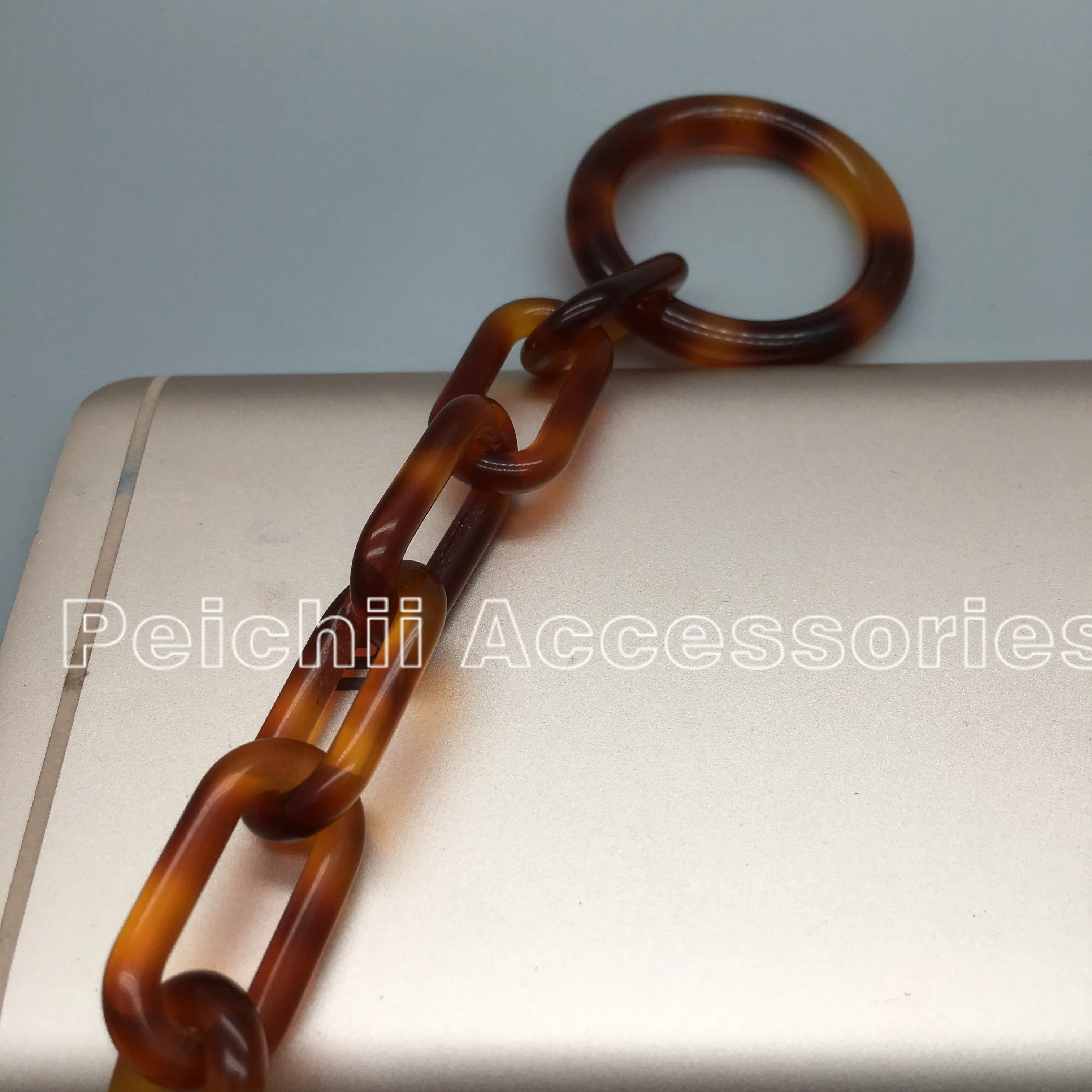 Peichi Tortoise shell acetate and acrylic hand bag chain handbag strap factory