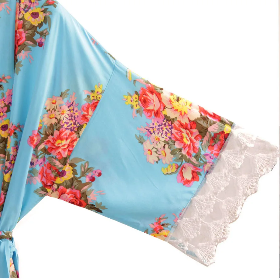 Silky Satin big one size lace trim robe