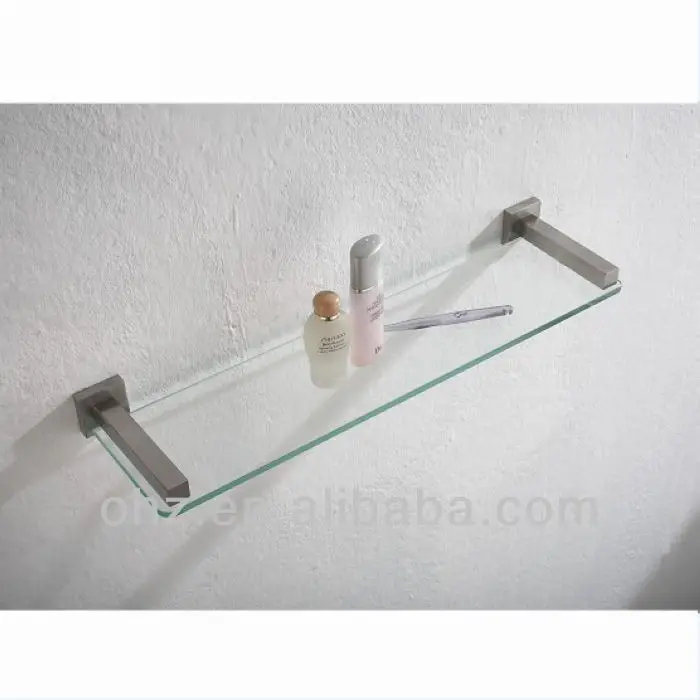 New Modern Bathroom Stainless Steel Silver Floating Glass Shelf Brackets 2605