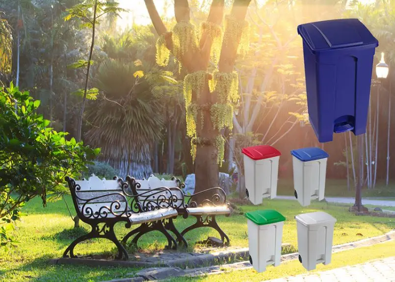 120 Liter Plastic Wheelie Bin with lid foot pedal Waste Bin 68L 87L factory biohazard tall trash can rectangular