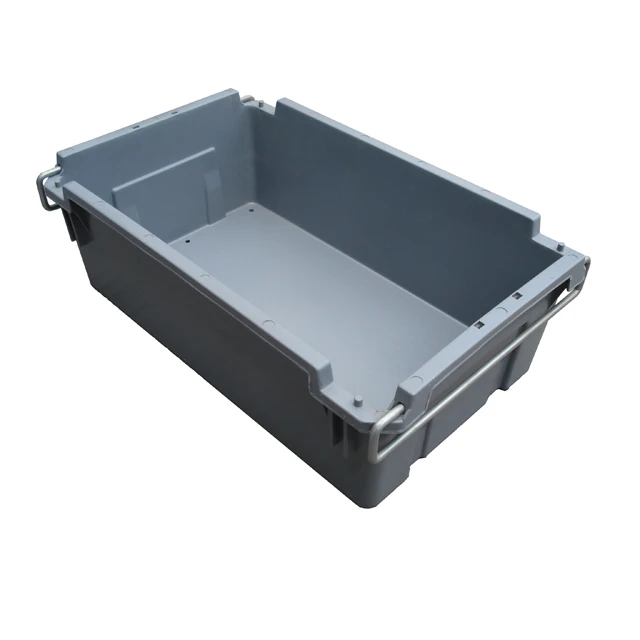 720*430*240mm Plastic crate Heavy Duty with 2 Side Steel Handle for Moving House