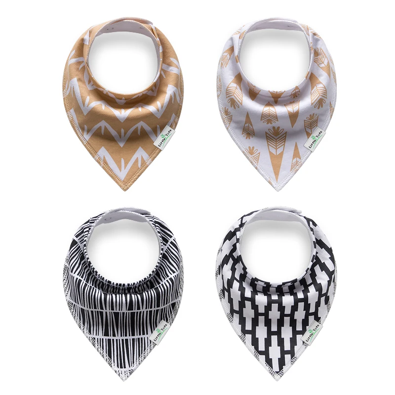 
Popular baby bibs print customized logo 4 packs baby bandana drool bibs organic baby bibs 