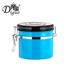 Diguo Popular 800ml 28Oz 250g Blue Color Stainless Steel Airtight Sealed Canister For Sugar Food Coffee Bean Tea
