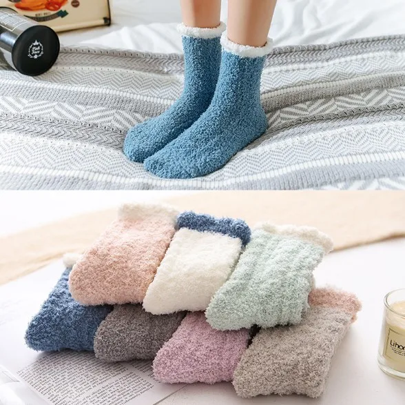 Winter velvet stockings female corduroy socks warm floor stockings adult towel socks