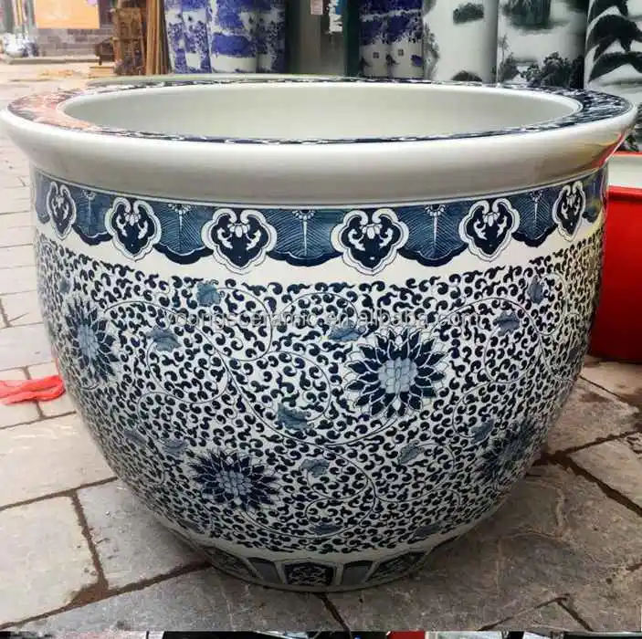 Luxury large jingdezhen hand painted blue and white ceramic pot planters