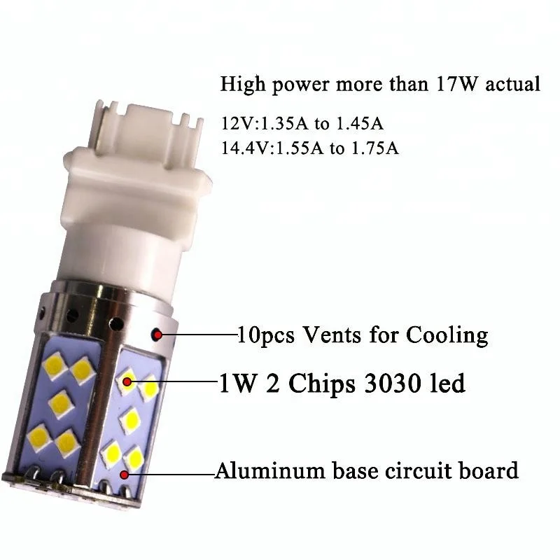 18W T25 3156 LED Bulb P27W 35 SMD 3030 LED 1.5A Auto Reverse Backup Stop Lights Rear Turn Signal Lights No Hyper Flash 12V-18V