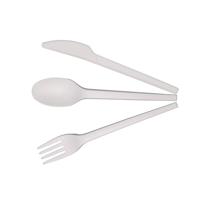 Eco friendly disposable knife fork spoon cutlery 100% biodegradable PLA plastic flatware sets