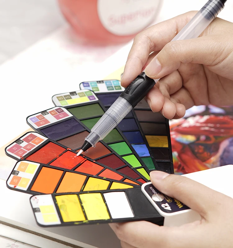 Superior New Product Solid Water Color Paint Set Fan Shaped 42 Colors Paint Sat For Drawing Art