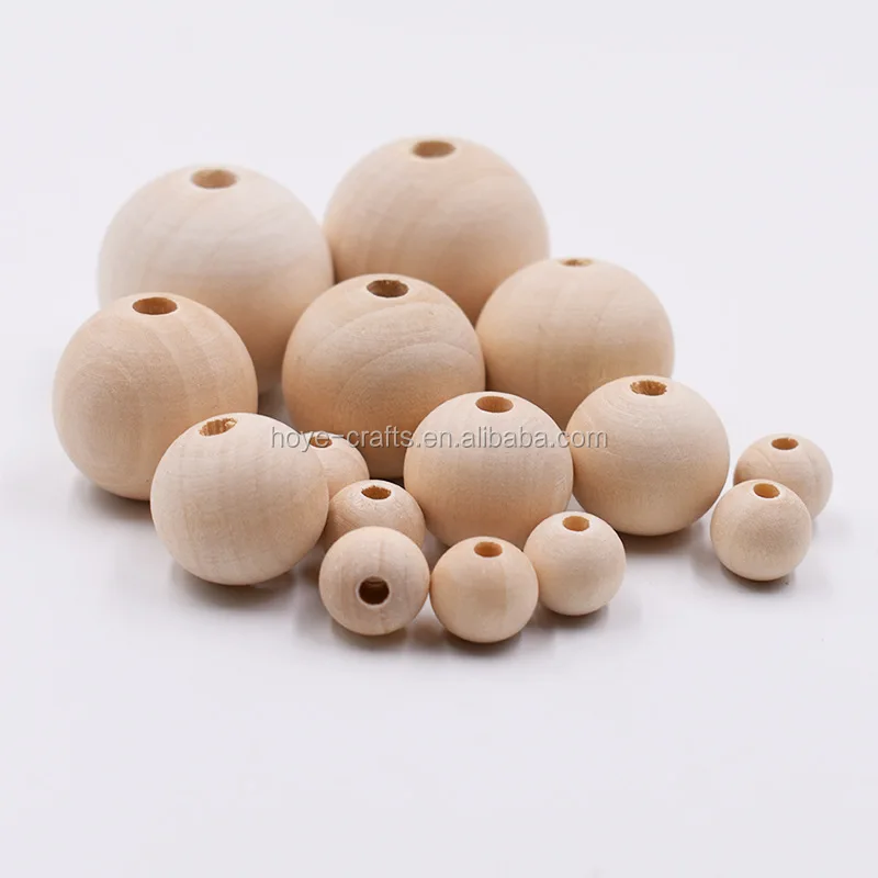 Popular 10mm Wooden Beads With  Hole Wood Round Ball Solid Natural Wooden Bead Accessories