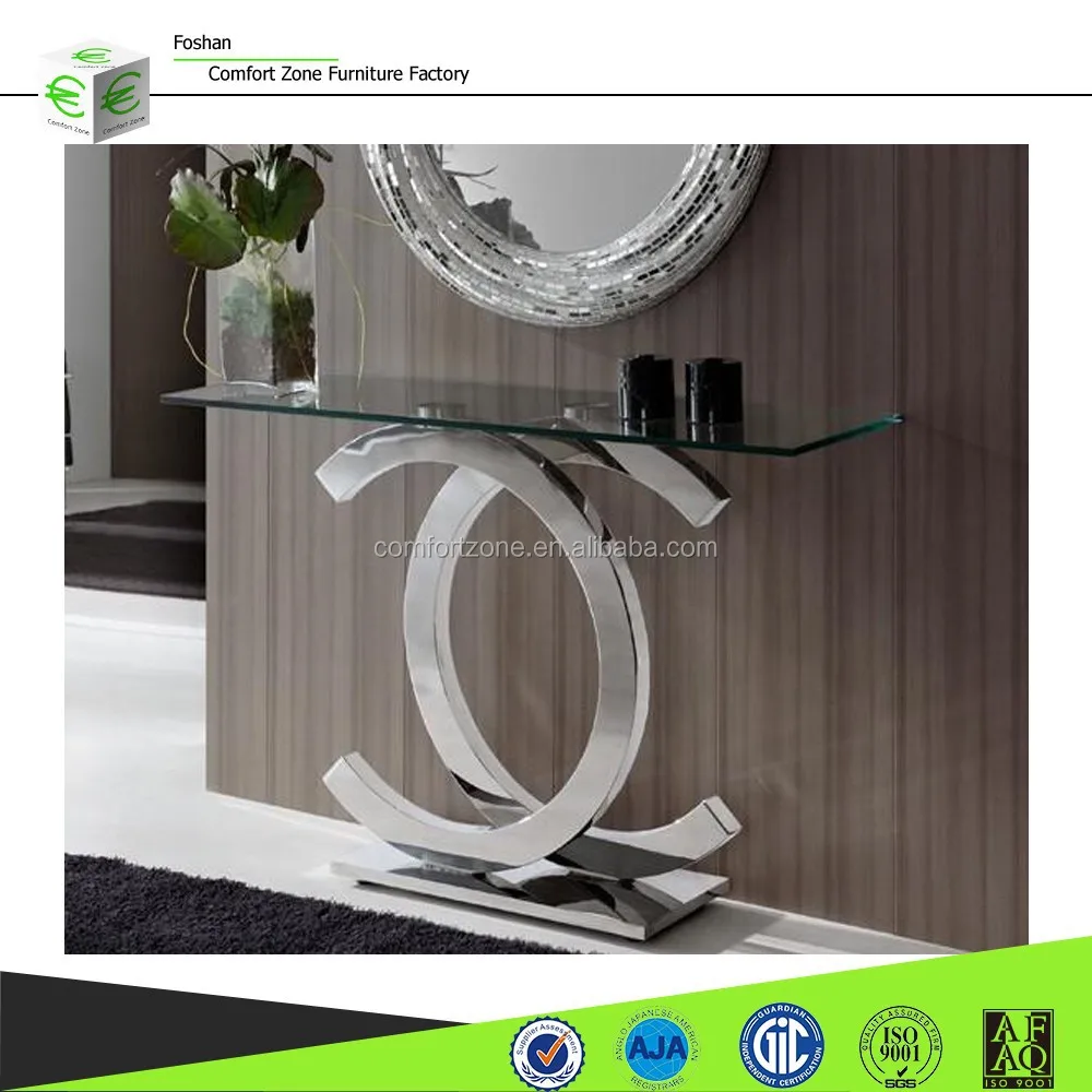 
DN03 Modern hallway half moon glass console table 
