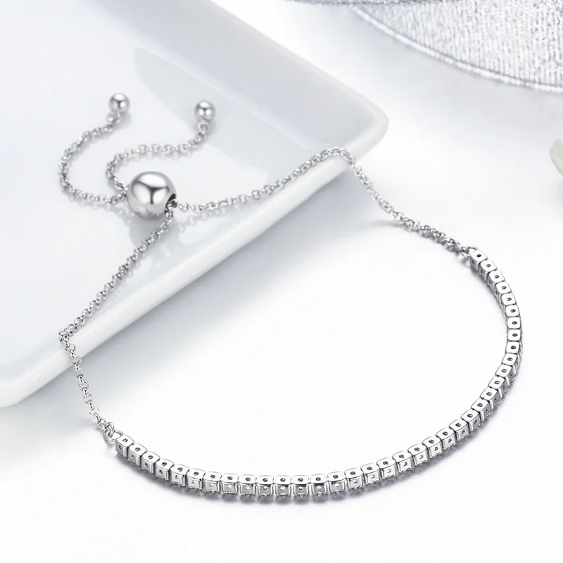 New Trendy eatured Brand DEALS 925 Sterling Silver Sparkling Strand Bracelet Women Link Tennis Bracelet