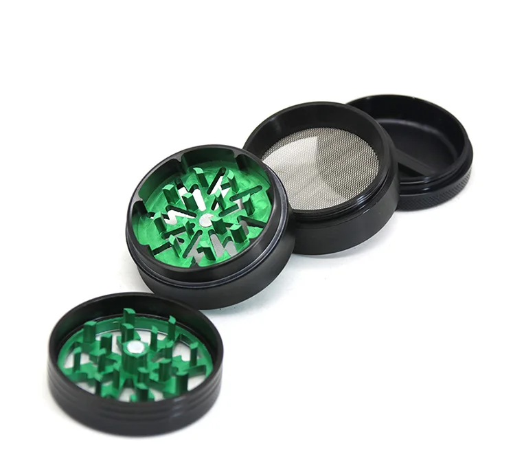 New transparent skylight smoke grinder diameter 50MM four layer lightning aluminum alloy grinder smoke