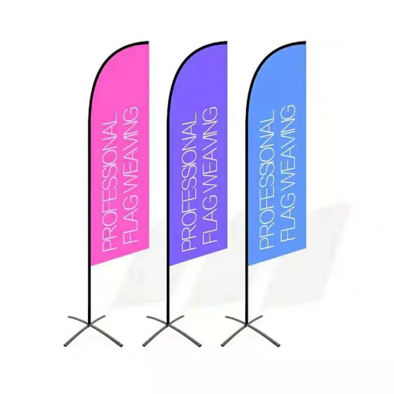 Custom Polyester Promotional Usage Advertising Exhibition Event Outdoor Feather Flying Beach Flag Banner Stand
