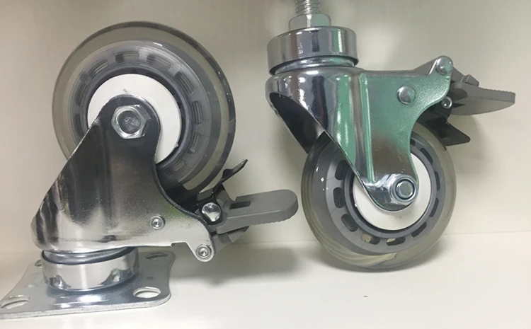 Медицинские колеса крепление стволовых тихих колесиков pu прозрачные бесшумные Колесики Тележки