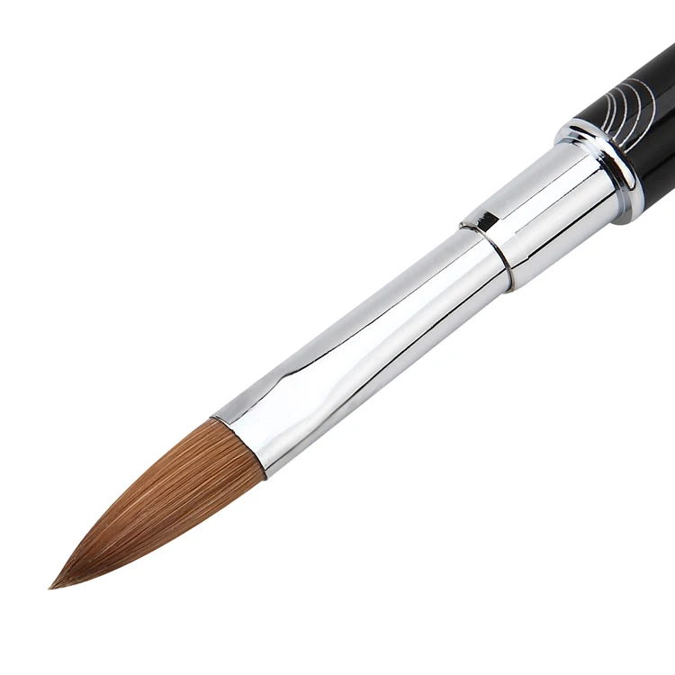 Rhinestone Metal Kolinsky Nail Art Sculpture Carving Brush Sable Acrylic Paint Brush With Cap