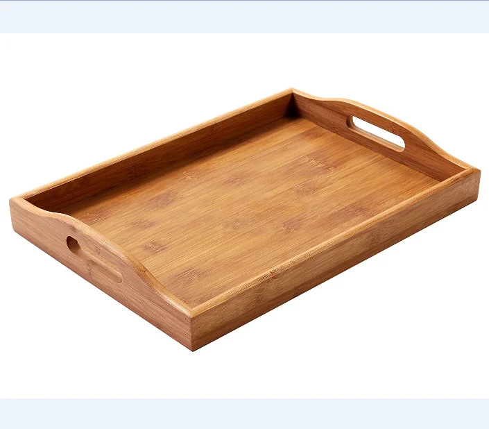 Деревянный поднос для сервировки еды с двумя