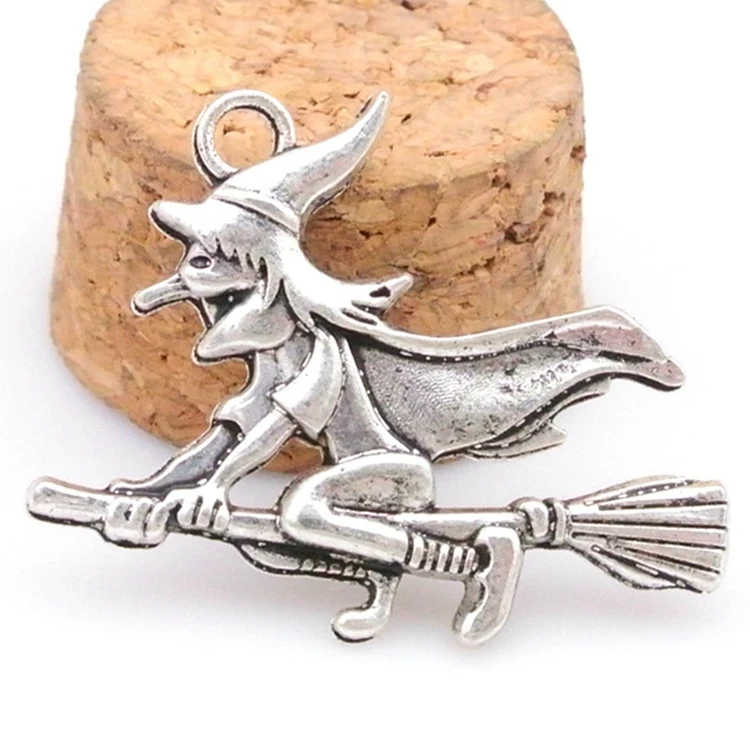 
tibetan silver metal alloy charms cartoon Halloween witch pendants charms for children DIY jewelry making 