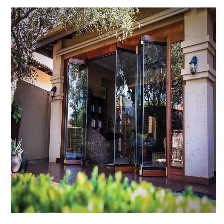Exterior Frameless Glass Sliding Folding Door with Tempered Glass