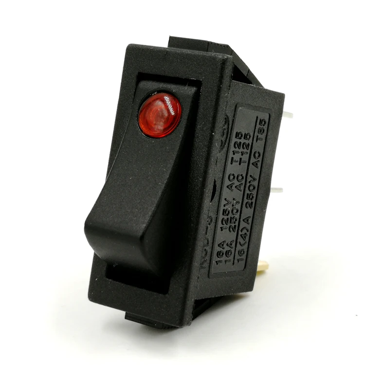 16A 25A 125V 250V AC T125 3Pin Electrical Rocker Switch with LED Light