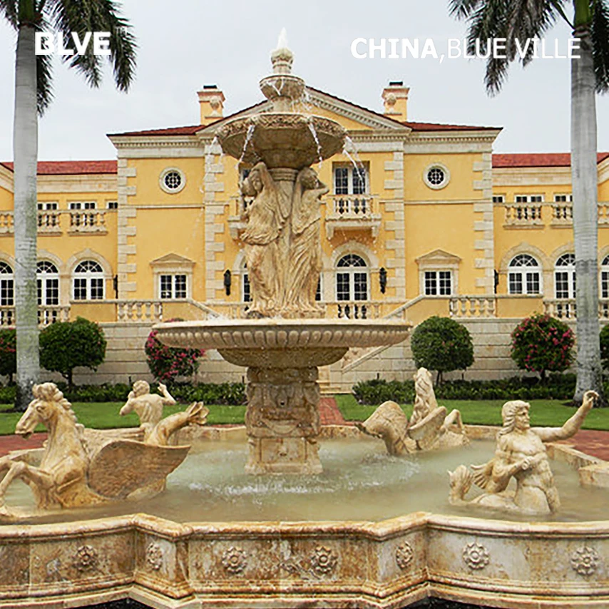 luxury new design hot sale villa decoration marble yellow water fountain MFA-49