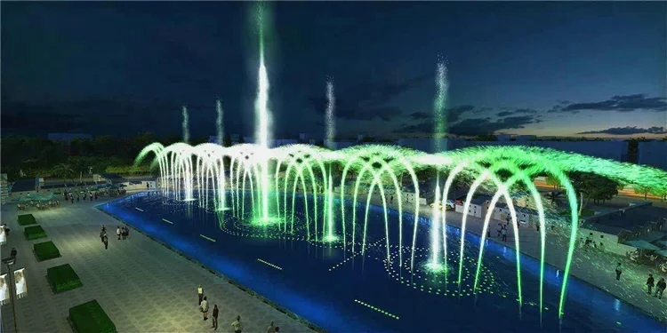 business music lake floating water fountain