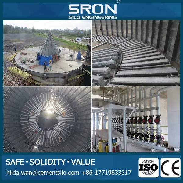 Customized Steel 5000 Ton Cement Silo , SRON Engineers Available Service Overseas